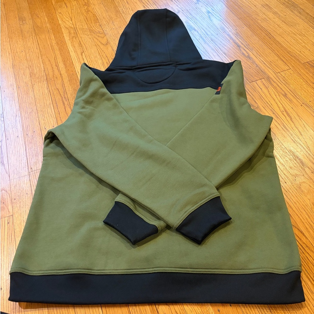 Brunt Olive Green and Black Pullover Hoodie with Orange Logo Size L - Picture 4 of 4